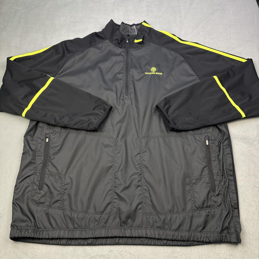 Nike Golf Pullover Jacket Mens 2XL Black 1/2 Zip Talking Rock Windbreaker
